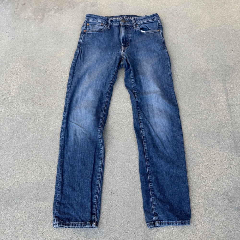 American Eagle Slim Straight Mens Jeans 29x32 Medium Wash Blue Denim